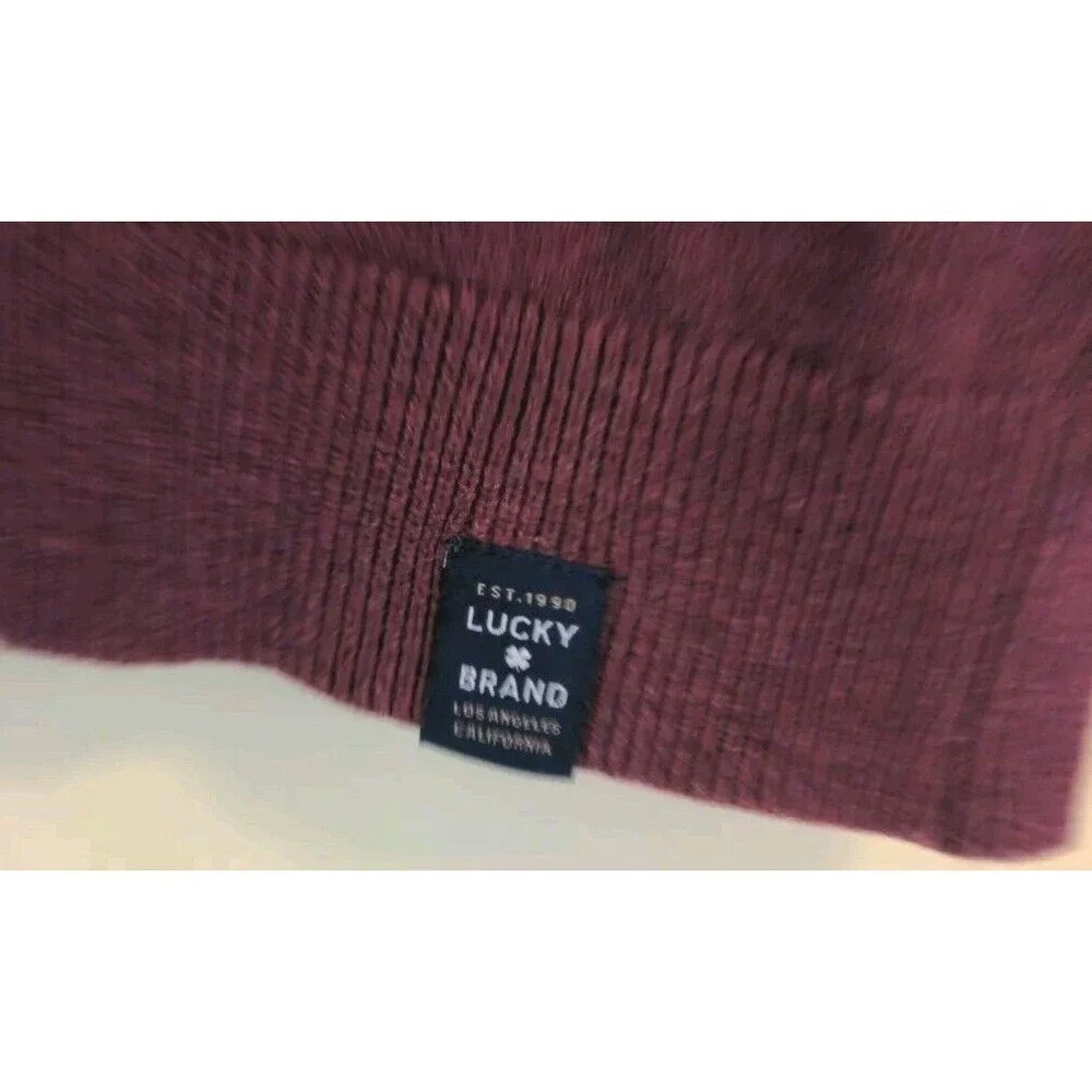 Lucky Brand Sweater Men's Small Red V Neck Welterweight Long Sleeve Pullover